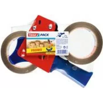 tesa tesapack Hand Dispenser Promo z 2 taśmami pakowymi, brązowy, 66 m x 50 mm