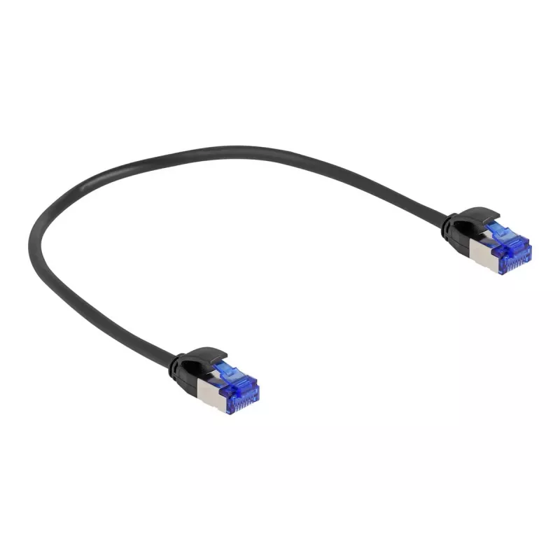 Kabel sieciowy DeLOCK RJ45 Cat.6A S/FTP cienki 0,25 m Czarny