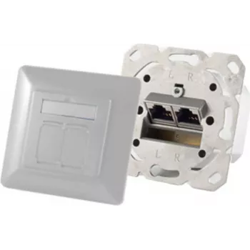 Gniazdo natynkowe 2 x RJ-45 ShiverPeaks 74280-PW — Cat6a, 500 MHz, perłowa biel, obudowa metalowa