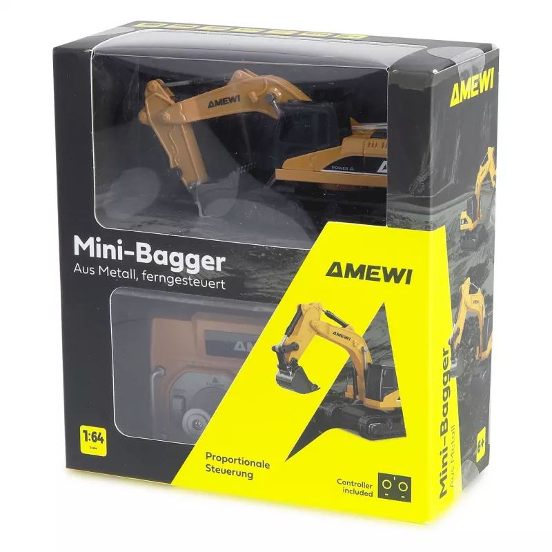 Koparka RC model Amewi 22744 skala 1:64, silnik elektryczny, LiPo 200 mAh, dla dzieci od 6 lat
