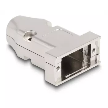 Osłona wtyku DELOCK Obudowa D-Sub 9-pin męski/żeński z odciążeniem, srebrna, tworzywo, 31,6×46,2×15,6 mm