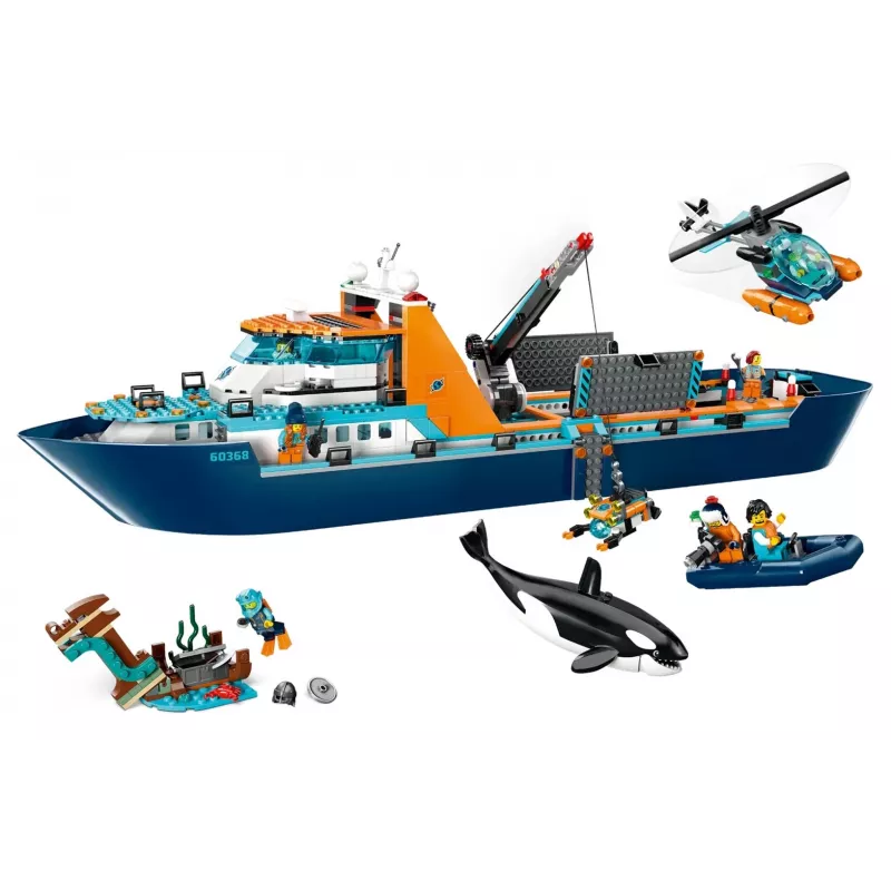 Zabawka konstrukcyjna LEGO City Statek Badawczy Arktyczny 60368 — 815 elementów, 7+ lat, zawiera 4 minifigurki