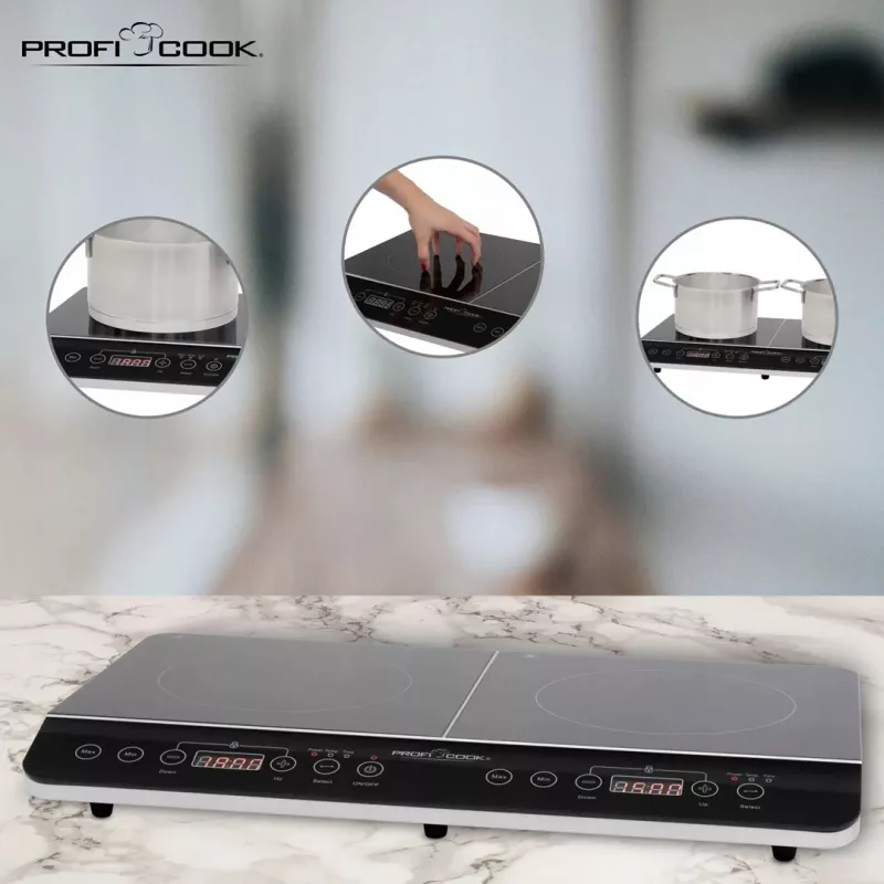 Płyta indukcyjna PROFI COOK PC-DKI 1067, 3500W, 2 strefy grzewcze, czarna