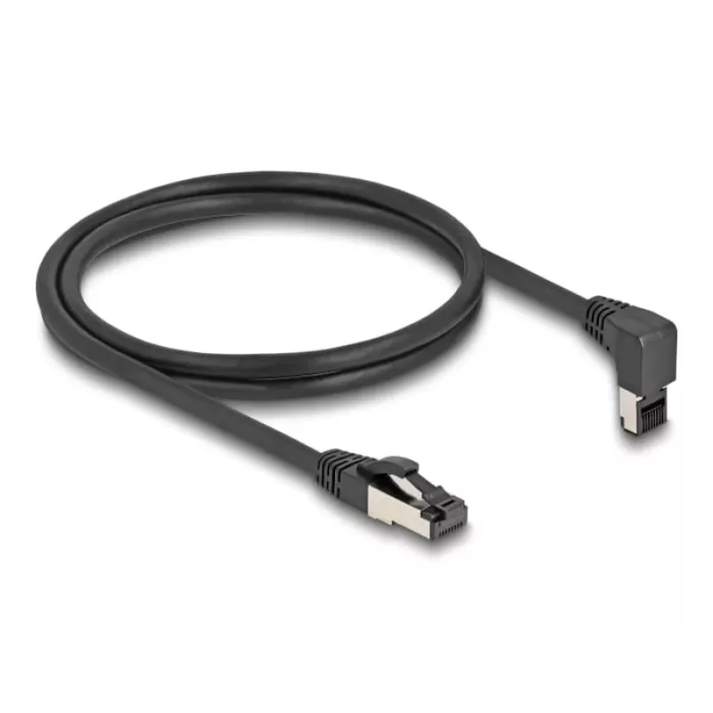 Kabel sieciowy DeLOCK RJ45 Cat.8.1 w dół pod kątem 90° / prosty, 2 m, czarny