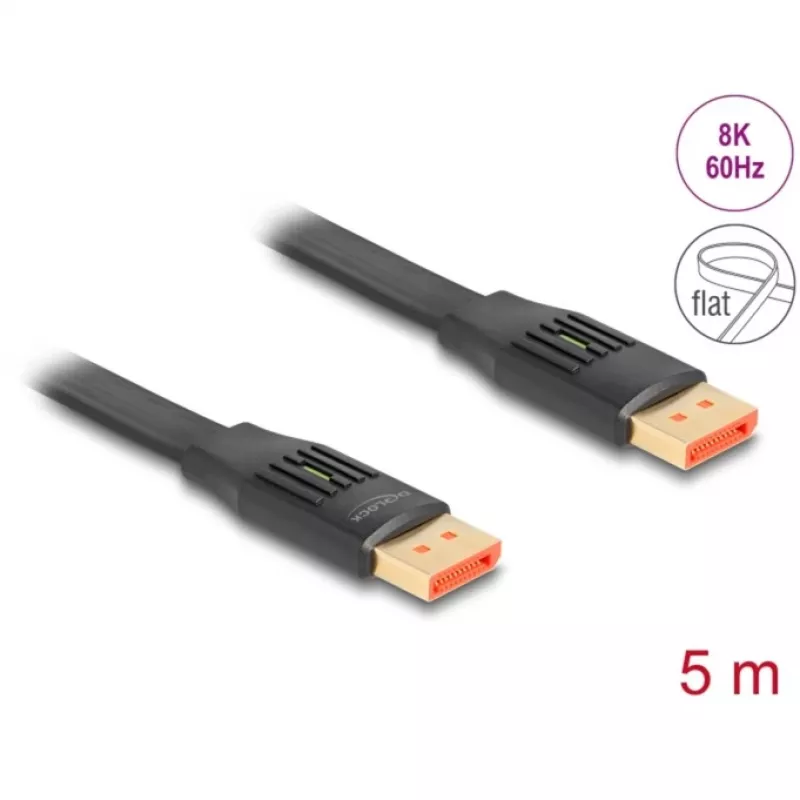 DeLOCK Płaski kabel taśmowy DisplayPort 8K 60 Hz 5 m