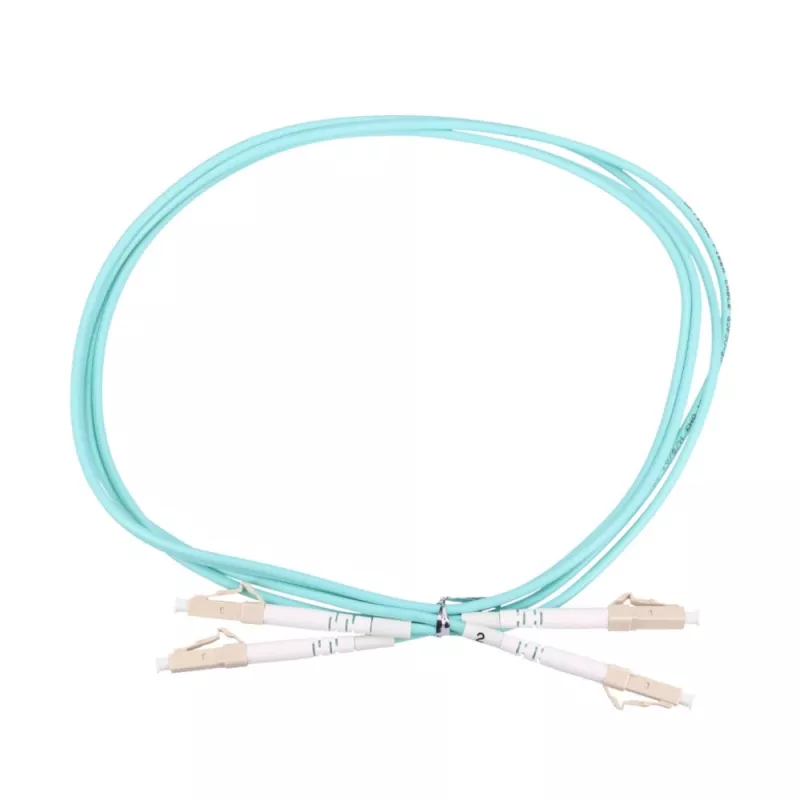 Patchcord LC/UPC-LC/UPC duplex 5 m — Extralink OM3 wielomodowy, 3 mm FTTH, aqua