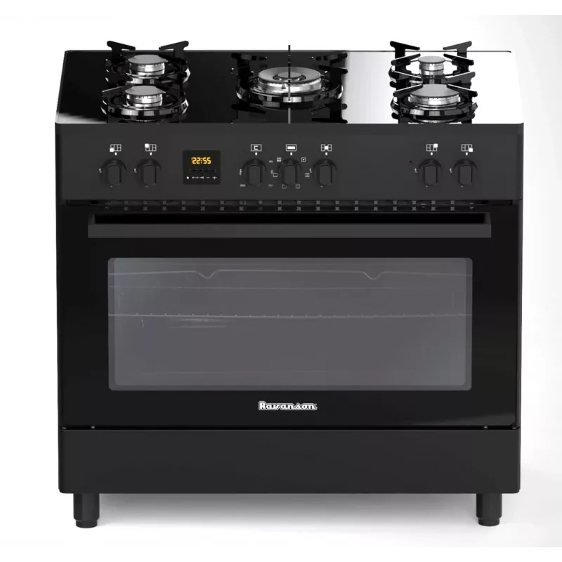 Wolnostojąca kuchenka gazowo-elektryczna Ravanson KWGE-K90, 5 stref gotowania, 90 cm, piekarnik 105 L, sterowanie dotykowe