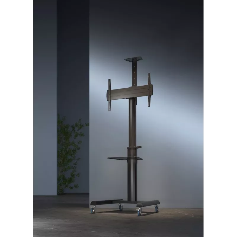 Wolnostojący stojak pod telewizor Gembird TVS-70T-02 do ekranów 37–70 cali, maks. 70 kg, VESA 200x200–600x400, regulacja pochylenia ±5°/−12°, regulowana wysokość, kółka jezdne, zarządzanie kablami