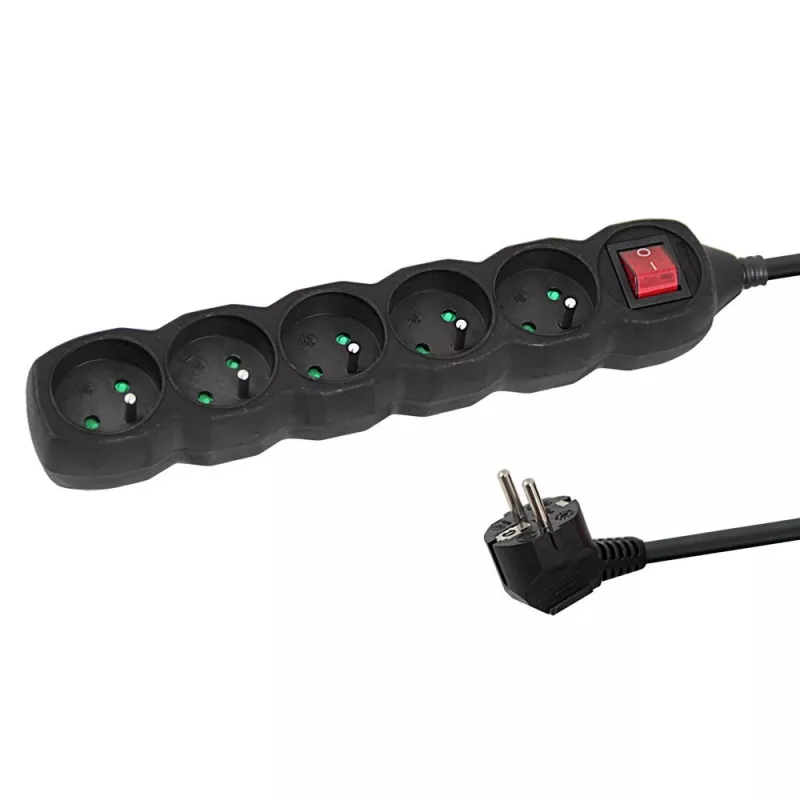 Przedłużacz elektryczny ESPERANZA ELK215K – kabel 3 m, 5 gniazd AC typu E, do użytku wewnętrznego, czarny