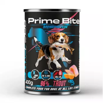 PRIME BITE Monoprotein Pstrąg z batatem - mokra karma dla psów - 400g