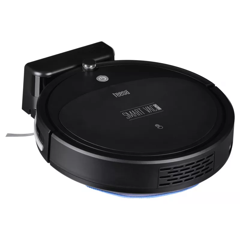 Robot odkurzający TEESA Smart VAC 2 — okrągły, czarny, siła ssania 1000 Pa, bateria litowa 9,6 V/2000 mAh, pojemnik na kurz 0,2 l, Wi‑Fi, automatyczny powrót