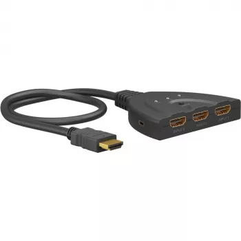 HDMI-Umschaltbox 3 to 1 (4K @ 60 Hz), przełącznik HDMI (czarny, kabel 55 cm)