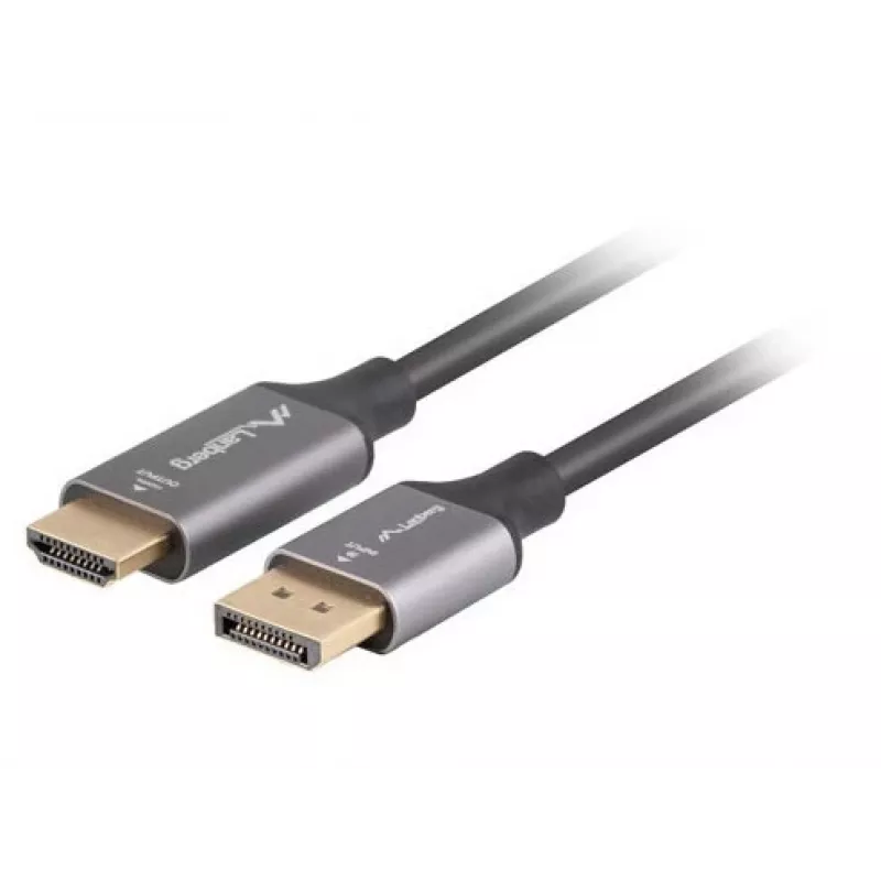 Lanberg CA-DPHD-20CU-0018-BK przejściówka kabel wideo 1.8 m DisplayPort HDMI Type A (Standard) Czarny, Srebrny