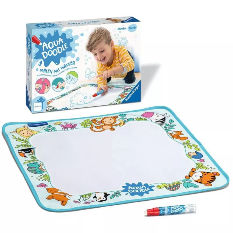 Ravensburger Aqua Doodle Animals mata do malowania — zestaw ministeps do rysowania wodą bez bałaganu