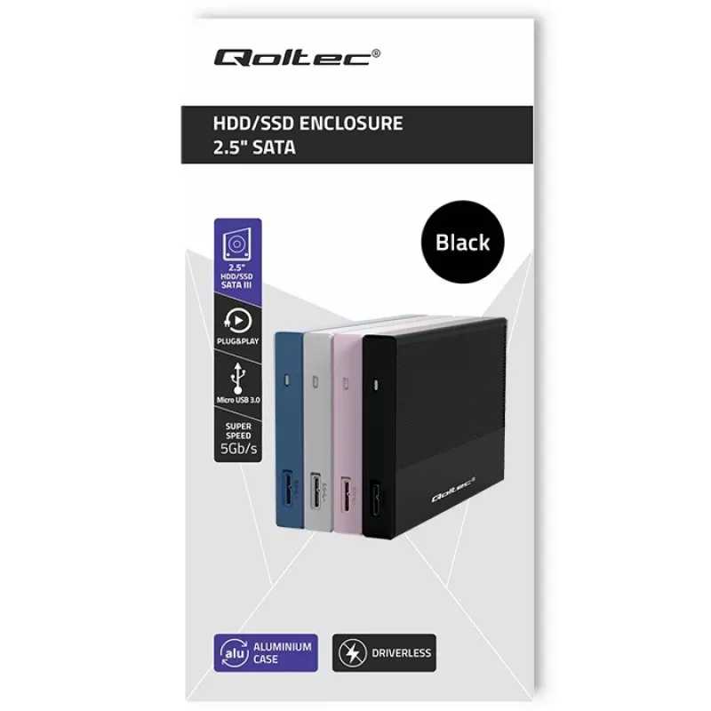 Obudowa na dysk SATA SSD/HDD 2,5 cala QOLTEC 52277 USB 3.0