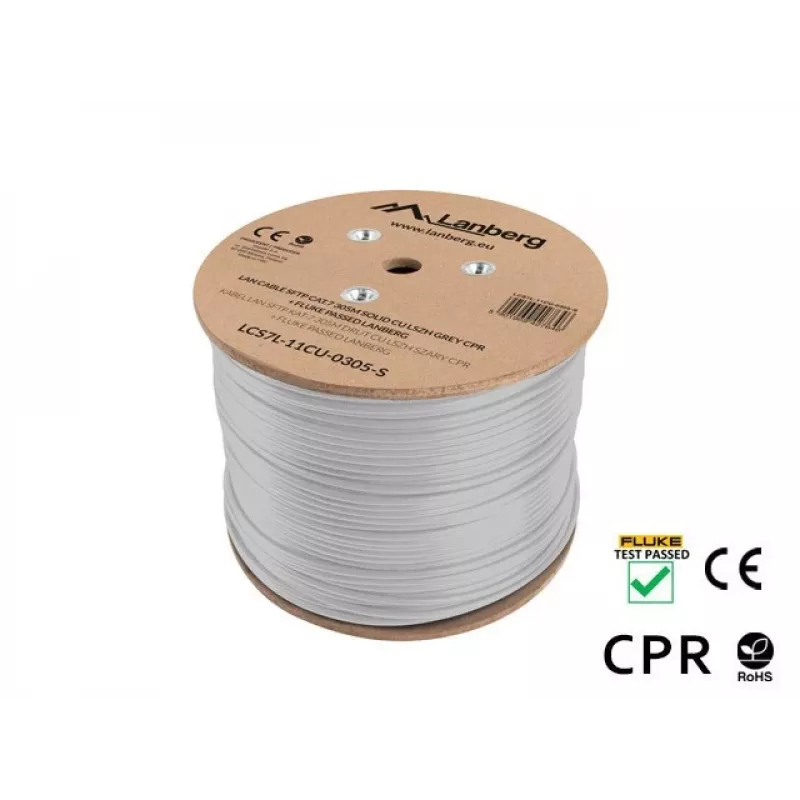 Kabel sieciowy Lanberg LCS7L-11CU-0305-S RJ45 Cat7 305 m Biały