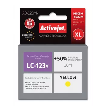 Activejet AB-123YN Tusz (zamiennik Brother LC123Y/121Y; Supreme; 10 ml; żółty)