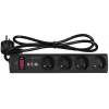 Listwa przeciwprzepięciowa EATON Power Strip 4 FR — 4 gniazda typu E, kabel 1 m, 10 A, 2500 W, wskaźniki LED