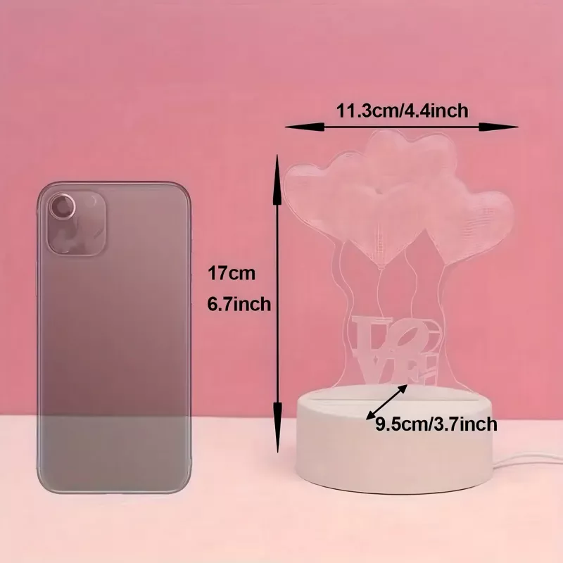 Lampka nocna Extralink HOME 3D Iluzja Optyczna Cztery Serca USB lampka nocna