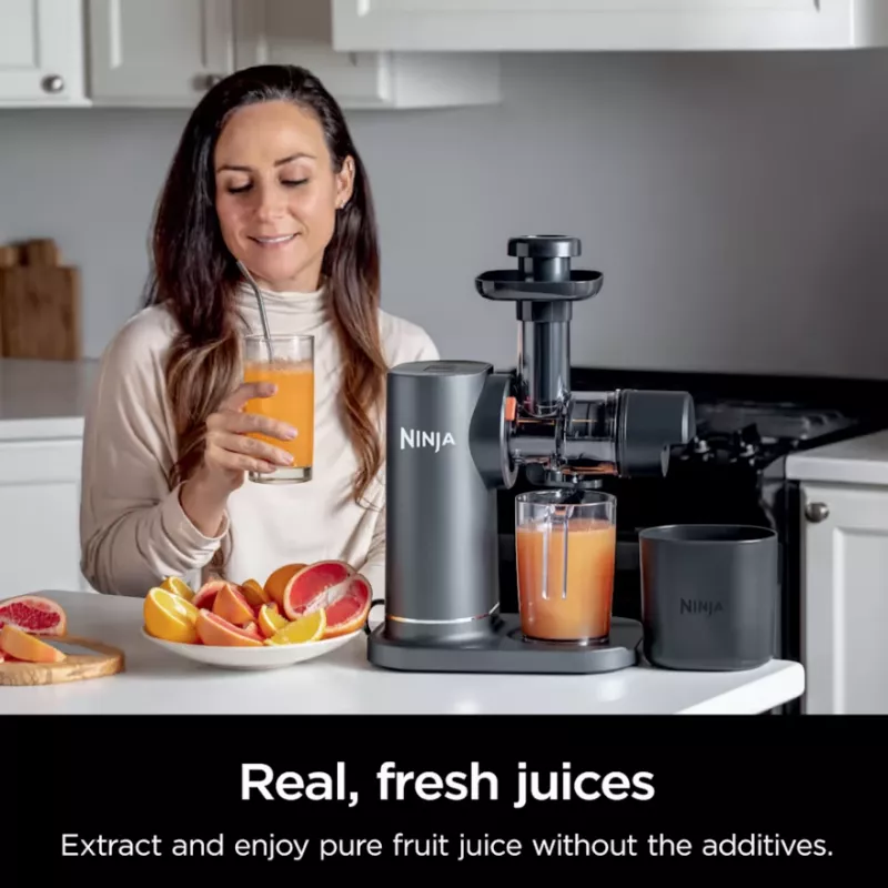 NINJA Cold Press Juicer | Neverclog JC151EU | Typ Sokowirówka Wolnoobrotowa | Szary | 150 W | Liczba prędkości 1
