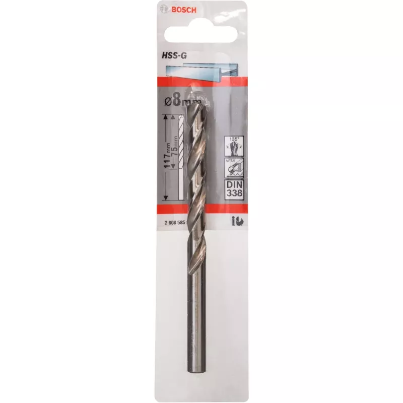 Wiertło kręte Bosch Metal HSS-G DIN 338 8 mm