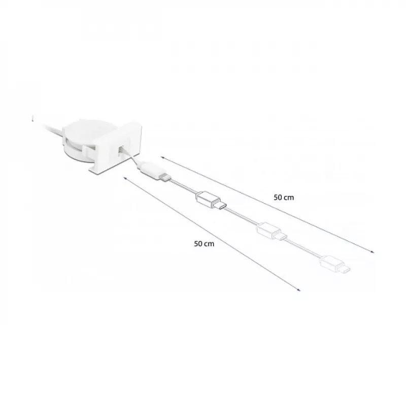 Kabel DeLOCK Easy 45 Moduł USB 2.0 Chowany kabel USB Typ-A na 8 Pin Lightning żeński biały
