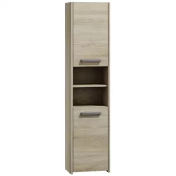 Szafka łazienkowa Top e shop S40 SONOMA — dębowa rama, wolnostojąca, 6 półek, 400×300×1700 mm