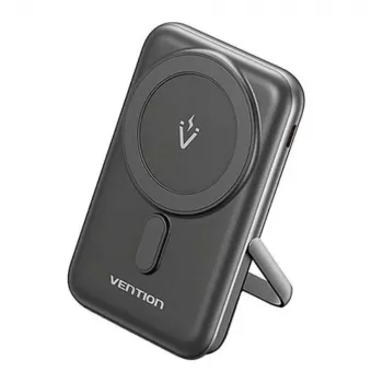 Power bank Vention 10000mAh Magnetic Wireless 20W, 1×USB-C, ładowanie bezprzewodowe, czarny