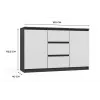Komoda 2 drzwi 3 szuflady top e shop M-MP-K-MAL-2D3S-ANTBIA — rama antracytowa, białe drzwi, 1200×750×400 mm