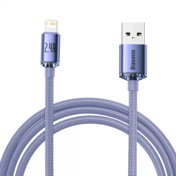 Kabel Baseus Crystal Shine USB do Lightning, 2,4A, 2m (fioletowy)