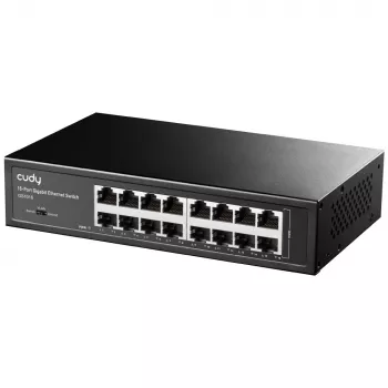 Przełącznik sieciowy Cudy GS1016 — 16-portowy Gigabit Ethernet (10/100/1000), przełączanie 32 Gbit/s, montaż w szafie rack, zasilanie AC
