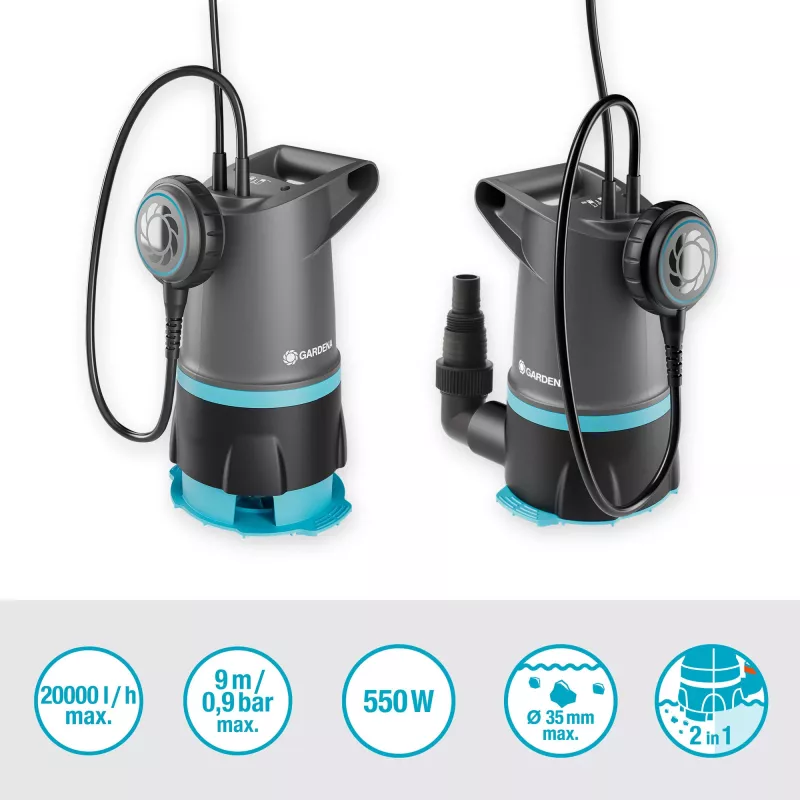 Pompa zanurzeniowa GARDENA 09018-47 — silnik 550 W do usuwania i przesyłania wody