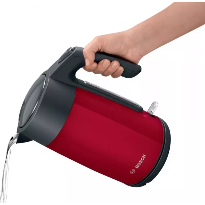 Czajnik elektryczny Bosch TWK7L464 — pojemność 1,7 l, 2400 W, czerwony, obudowa z tworzywa sztucznego