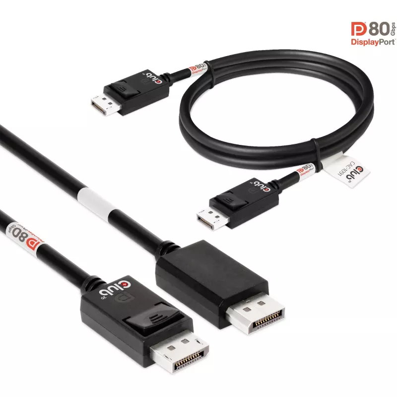 Kabel CLUB3D DisplayPort 2.1 Dwukierunkowy z certyfikatem VESA DP80 4K240Hz, 8K60Hz lub 10K30Hz M/M 1,2m/3,94ft