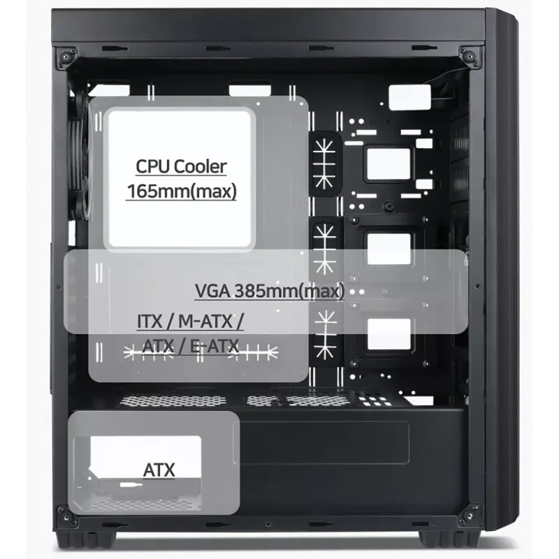 Obudowa komputerowa Gembird Fornax K500 ATX, Midi Tower, Czarny