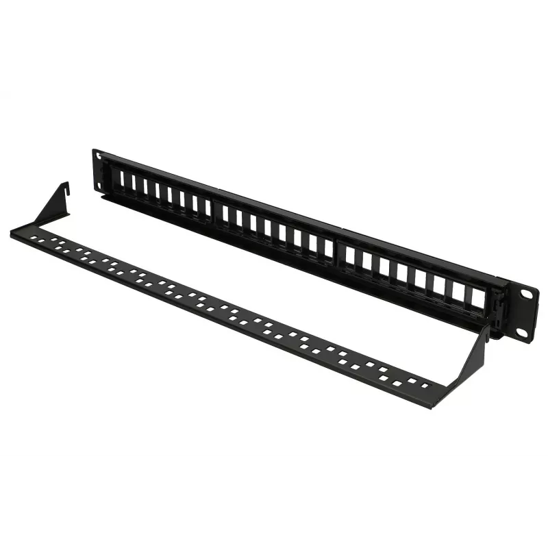 Patchpanel Extralink 24-port U/UTP (UTP) modułowy, 1U, czarny, szerokość 482,6 mm