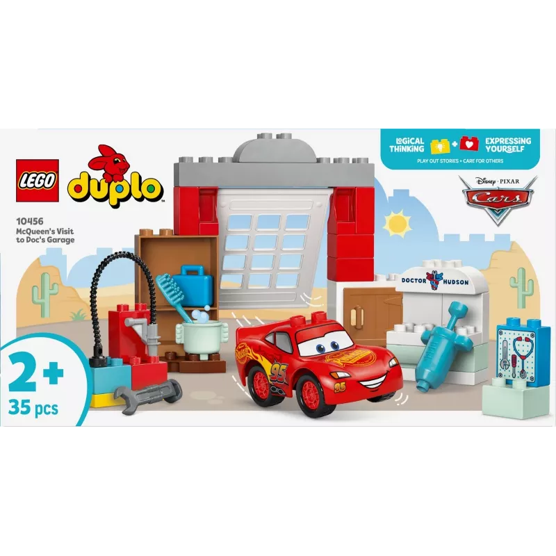 Zabawka konstrukcyjna LEGO DUPLO 10456 Disney McQueen's Visit to Doc's Workshop — 35 elementów, dla wieku 2+, duże klocki