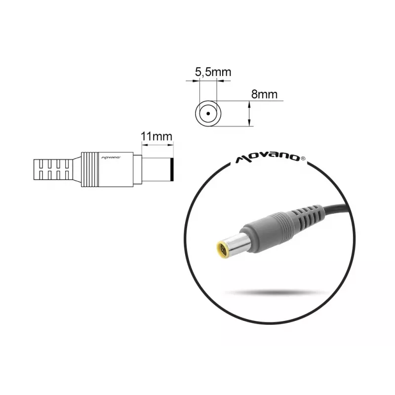 Ładowarka do notebooka MITSU 20V 4.5A (wtyk cylindryczny 8.0x5.5 mm) do Lenovo