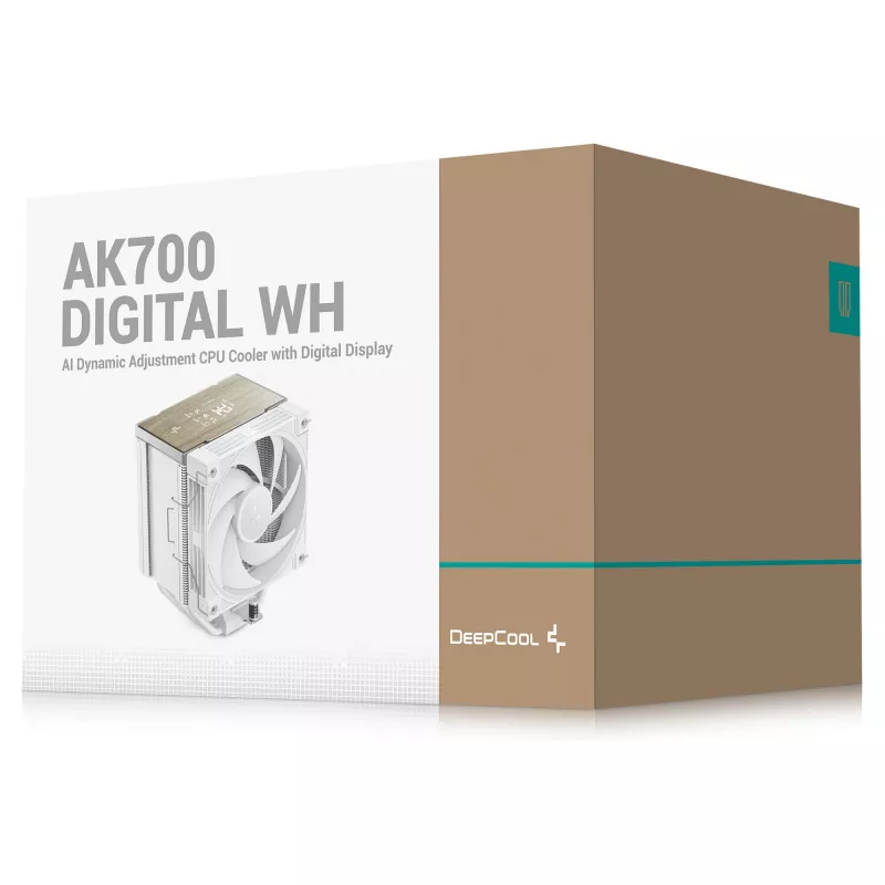 Chłodnica powietrzna DeepCool AK700 Digital WH, wentylator 120 mm, obsługa AM5/AM4/LGA 1700/1200/1155/1151/1150, biały
