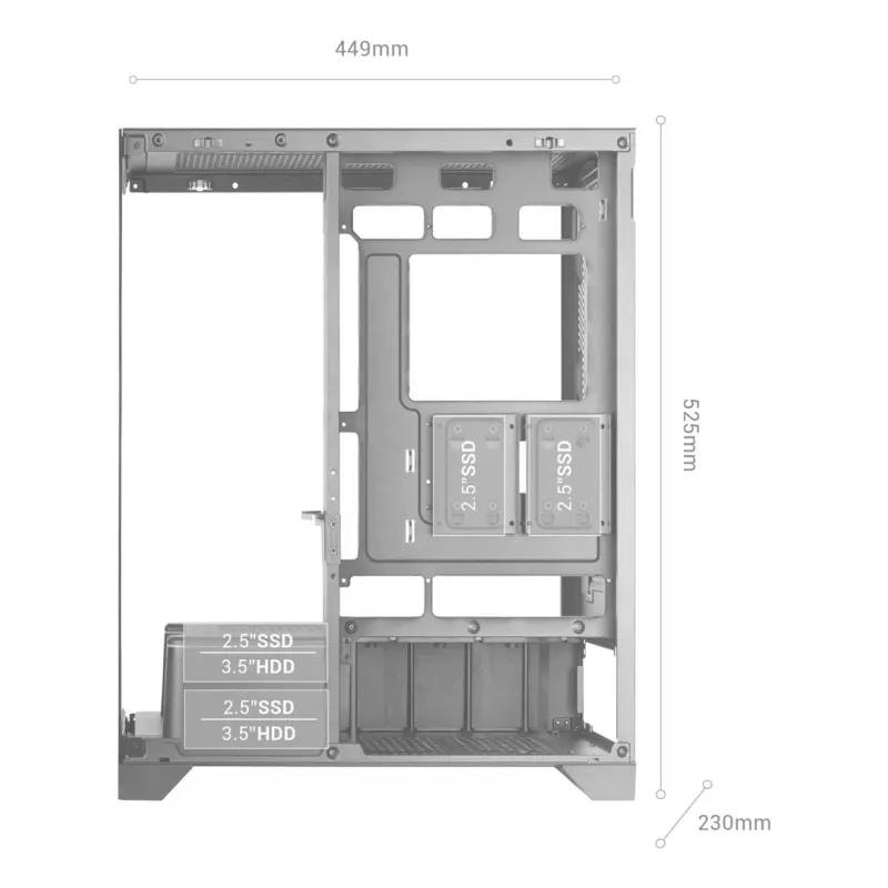 TACENS Mars Gaming MCPRISMA Midi Tower PC case, Czarny, tempered glass, supports ATX/Micro-ATX/Mini-ITX, 2x3.5 inch + 2x2.5 inch bays