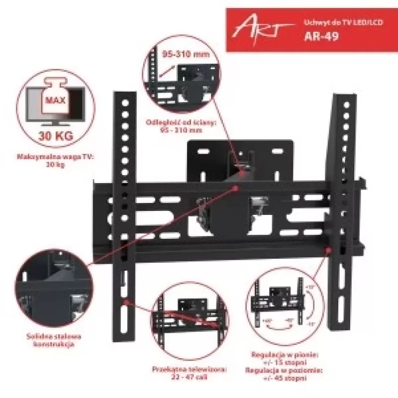 Uchwyt LCD AR-49 22-47'' 30KG