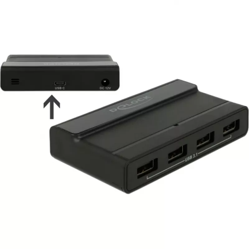 USB Hub DeLOCK Zewnętrzny 4 Porty 10 Gbps
