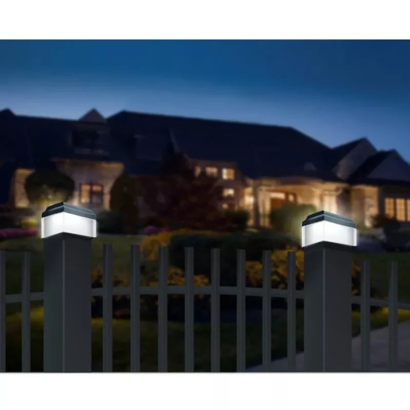 Lampa solarna LED ogrodowa GB128 na słupek, czarna - zielony niebieski