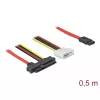 Delock - kabel SATA / SAS - SAS 12 Gbit/s - wewnętrzne zasilanie, 4-pin, wewnętrzny SAS, 29-pin (SFF-8482) do SATA (W) - 50 cm
