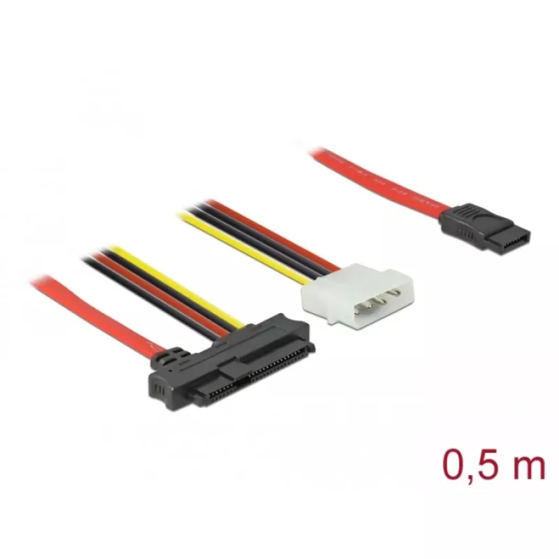 Delock - kabel SATA / SAS - SAS 12 Gbit/s - wewnętrzne zasilanie, 4-pin, wewnętrzny SAS, 29-pin (SFF-8482) do SATA (W) - 50 cm