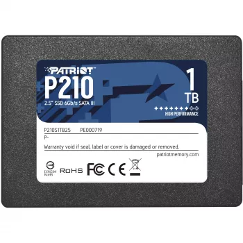 Dysk SSD 2,5 inch SATA III PATRIOT P210 1 TB — odczyt 500 MB/s, zapis 400 MB/s, wysokość 7 mm