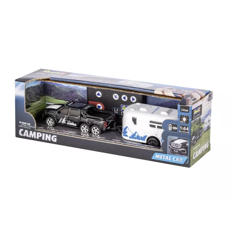 Samochód RC z kamperem REVELL 23566 — mini model zdalnie sterowany, zasilany bateriami, pojazd zabawkowy