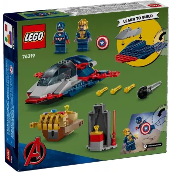 Zestaw klocków konstrukcyjnych LEGO Marvel Super Heroes Kapitan Ameryka Thanos 76319 — 107 elementów, 2 minifigurki, wiek 4+