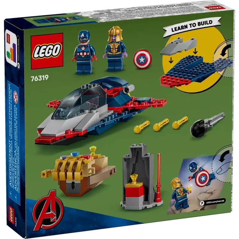 Zestaw klocków konstrukcyjnych LEGO Marvel Super Heroes Kapitan Ameryka Thanos 76319 — 107 elementów, 2 minifigurki, wiek 4+