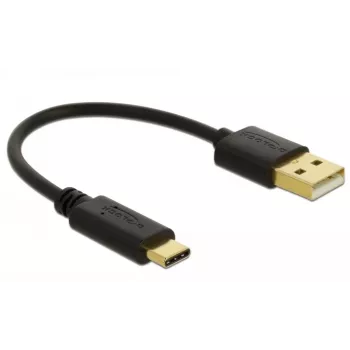 Kabel ładujący DeLOCK USB Type-A na USB Type-C 15 cm czarny